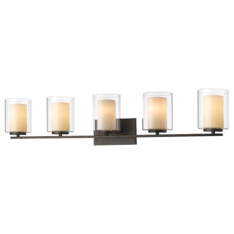 Avery Home Lighting Willow 5-light Inner Matte Opal and Outer Clear Vanity - Olde Bronze