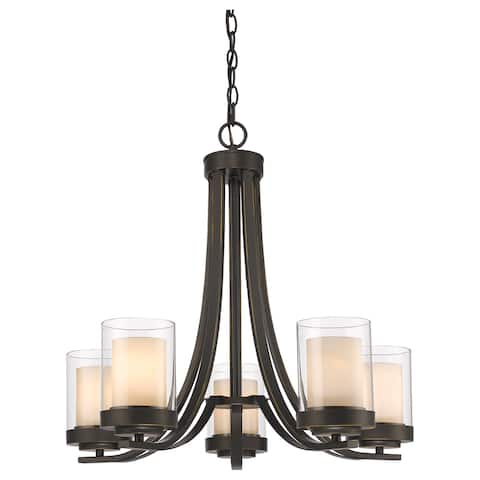 Avery Home Lighting Willow 5-light Olde Bronze Inner Matte Opal and Outer Clear Chandelier