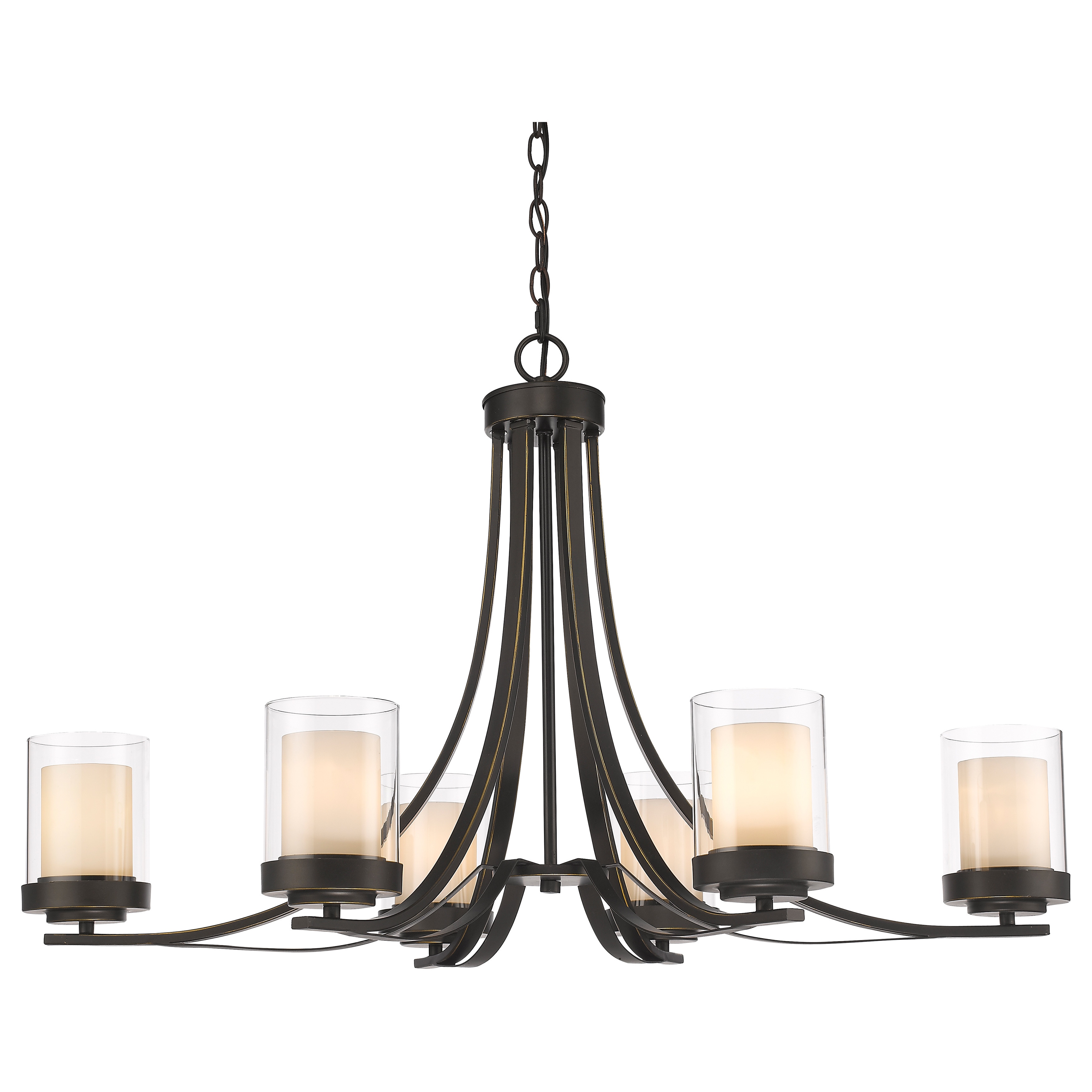 Avery Home Lighting Willow 6-light Olde Bronze Inner Matte Opal and Outer Clear Chandelier (Olde Bronze) - Chandeliers For Bedrooms by Overstock.com