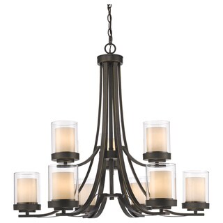 Avery Home Lighting Willow 9-light Olde Bronze Inner Matte Opal and Outer Clear Chandelier