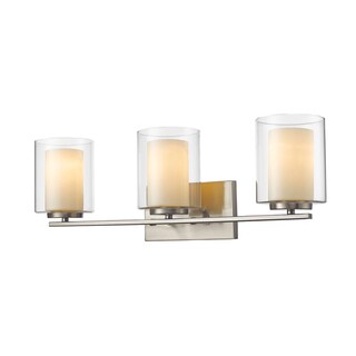 Avery Home Lighting Willow 3-light Inner Matte Opal & Outer Clear Vanity - Brushed Nickel
