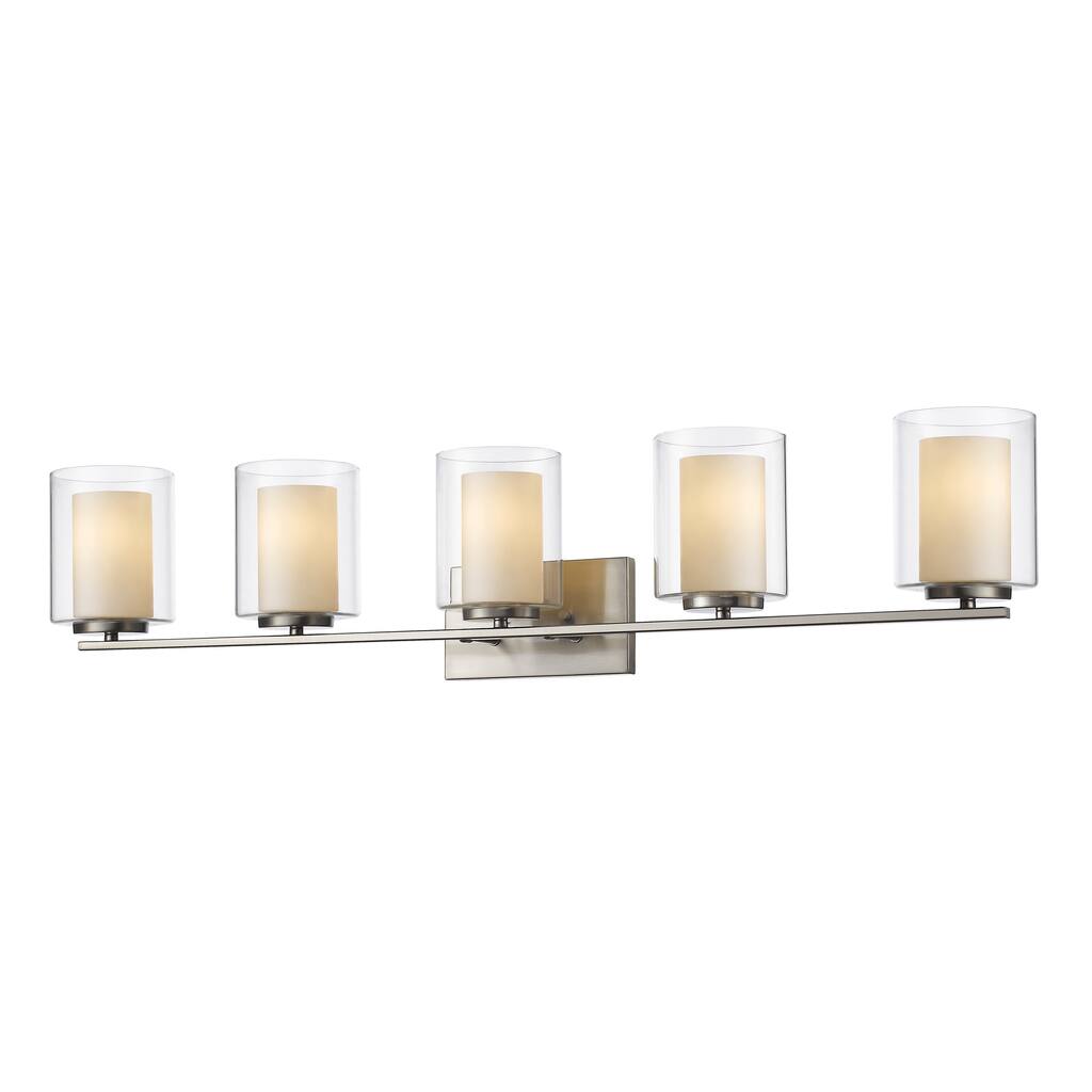 Avery Home Lighting Willow 5-light Inner Matte Opal Glass Shade and Clear Outer Glass Shade Vanity - Silver