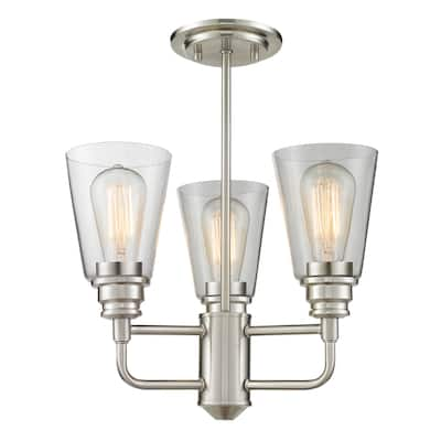 Avery Home Lighting Annora Brushed Nickel 3-light Clear Glass Semi-Flush Mount - Brushed Nickel