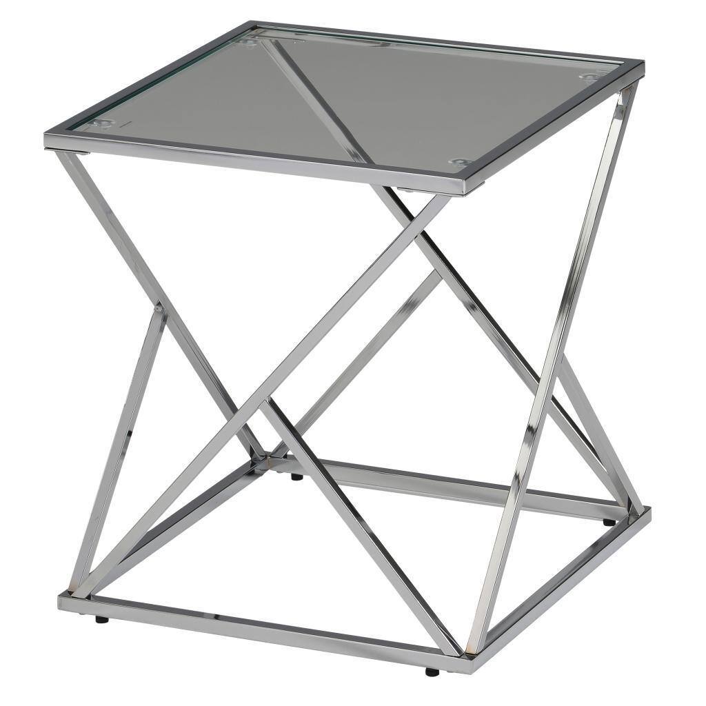 Geo Glass/Chrome Grey Accent Table