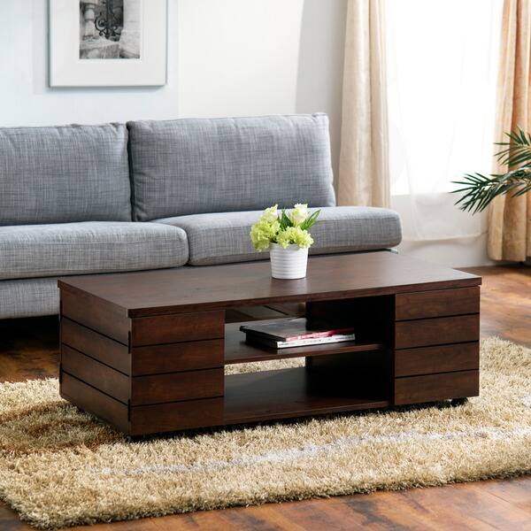 Shop Black Friday Deals On Furniture Of America Boso Rustic Walnut Casters Coffee Table Overstock 9958407
