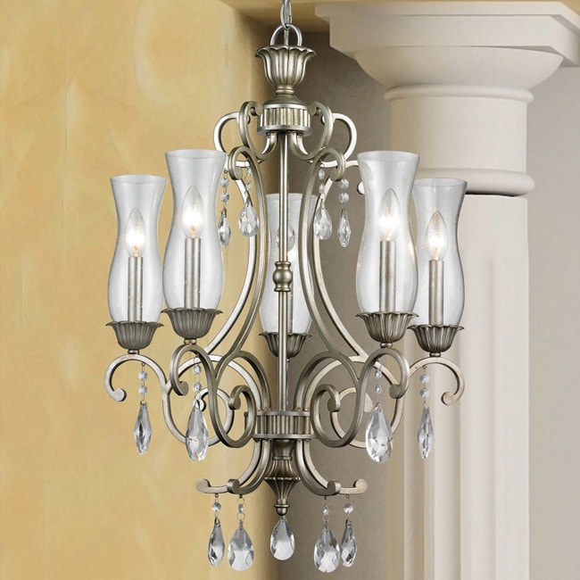 Avery Home Lighting Melina 5-Light Chandelier (Antique Silver Chandelier) - Chandeliers For Bedrooms by Overstock.com