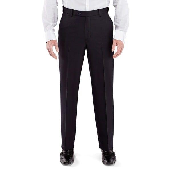 Shop Winthrop & Church Men's Black Plain Front Comfort Fit Pants - Free ...
