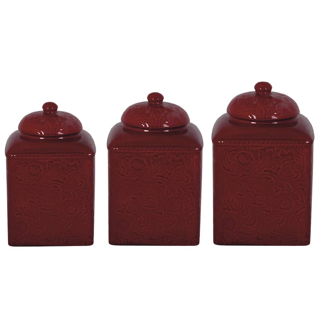 HiEnd Accents Savannah Red Canister 3-piece Set