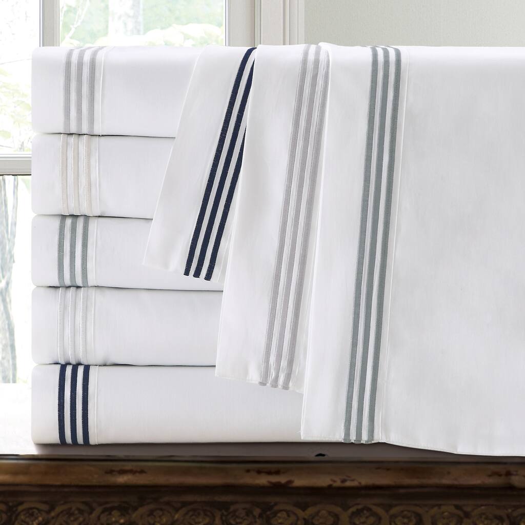 Echelon Home Three Line Hotel Collection Cotton Sateen Sheet Set