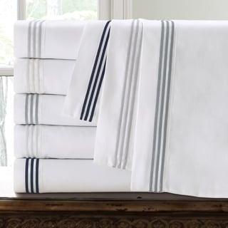 Echelon Home Three Line Hotel Collection Cotton Sateen Sheet Set - Bed ...