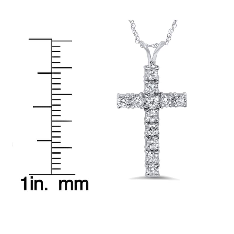 14k White Gold 1ct TDW Diamond Cross Necklace