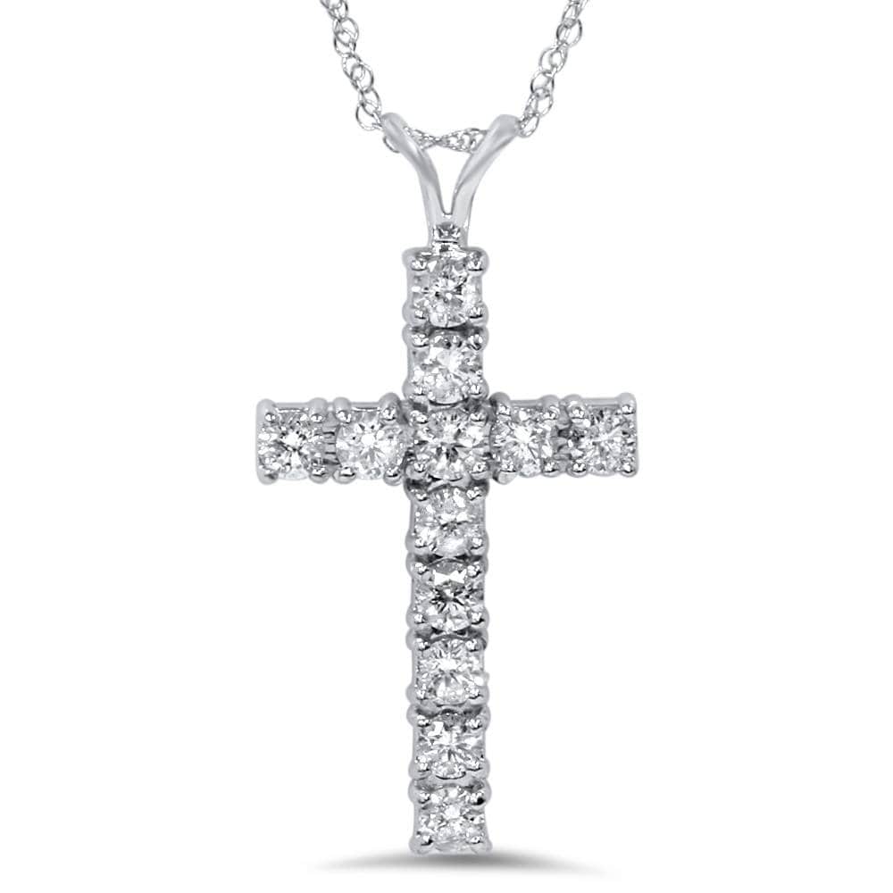 Bliss Diamond 14k White Gold 1ct TDW Diamond Cross Necklace