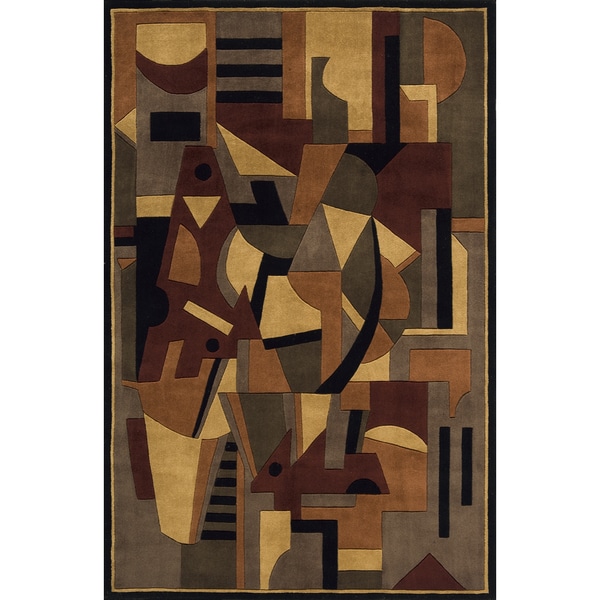 Momeni New Wave Pomegranate Hand-Tufted and Hand-Carved Wool Rug (5'3 X 8') - 5'3" x 8'
