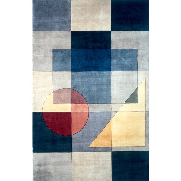 Momeni New Wave Blue Hand-Tufted and Hand-Carved Wool Rug (5'3 X 8') - 5'3" x 8'