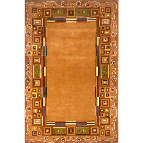 Momeni New Wave Gold Hand-Tufted and Hand-Carved Wool Rug - 5'3" x 8'