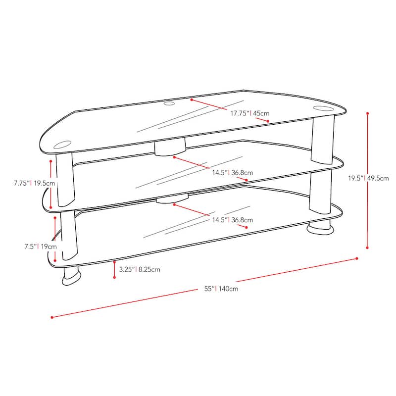 Laguna Corner Satin Black TV Stand, for up to 65" TVs