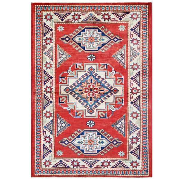 Handmade One-of-a-Kind Super Kazak Wool Rug (Afghanistan) - 3'4 x 4'8