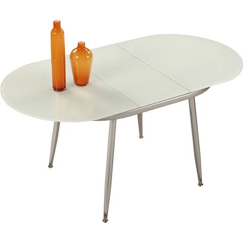 Somette Dolores Chrome Self-storing Extension Dining Table - Silver