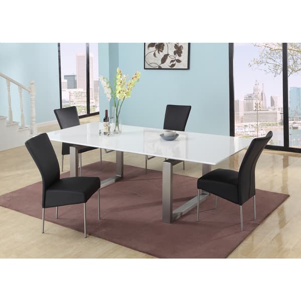 Somette Elisa Gloss White Extendable Dining Table Overstock 9959739