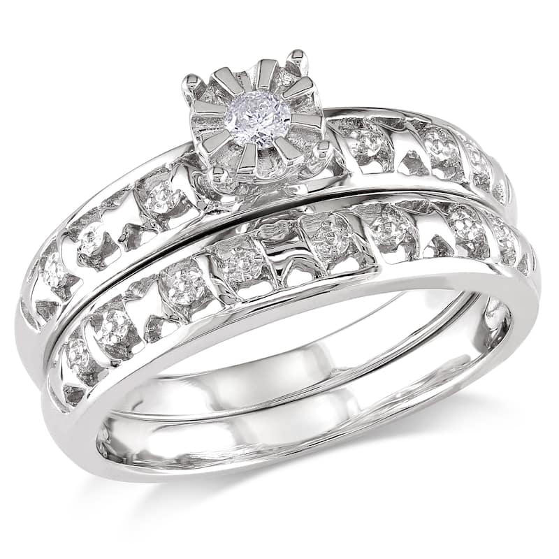 Miadora Sterling Silver Diamond Accent Bridal Ring Set