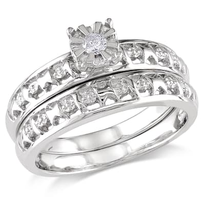 Miadora Sterling Silver Diamond Accent Bridal Ring Set