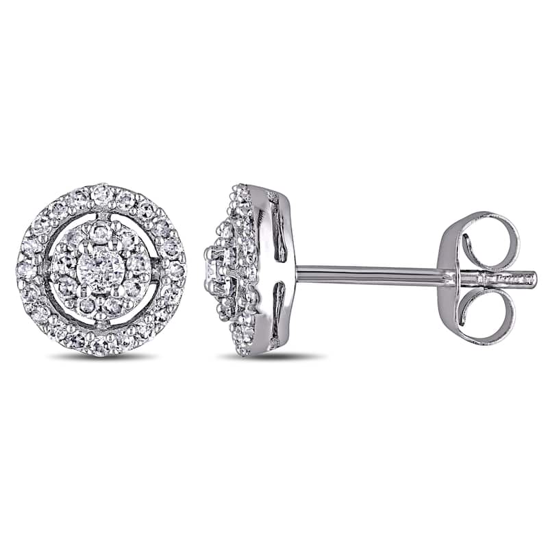 Miadora 10k White Gold 1/3ct TDW Diamond Earrings