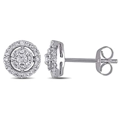 Miadora 10k White Gold 1/3ct TDW Diamond Earrings