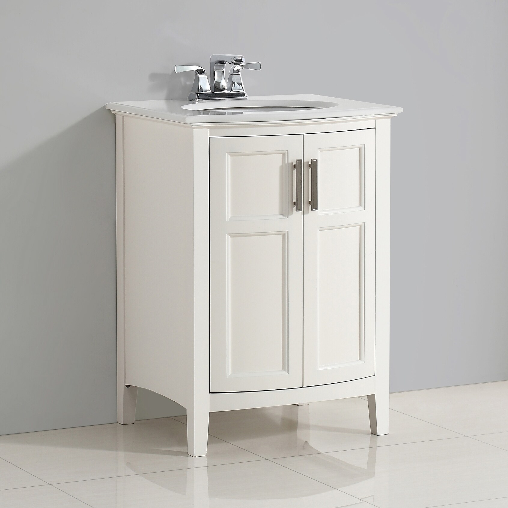 Shop Wyndenhall Salem 24 Inch Contemporary Bath Vanity In Soft White With Bombay White Engineered Quartz Marble Top Overstock 9959937