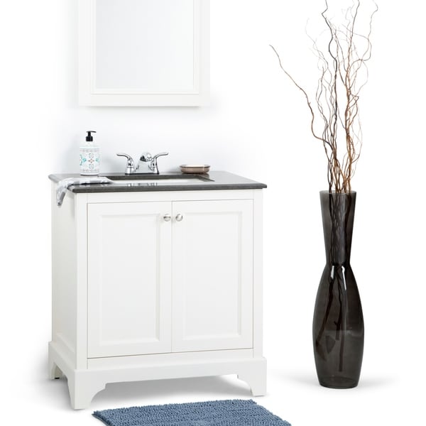 32+ 30 Inch White Vanity With Black Top