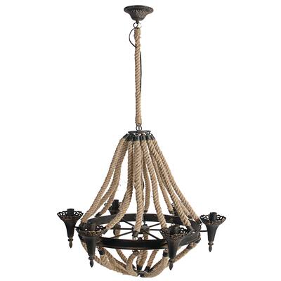 Nautical Rope and Metal 6-light Chandelier