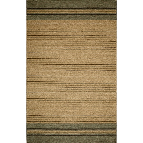 Danville Simple Stripe Reversible Flat Weave Wool Dhurry Area Rug (36