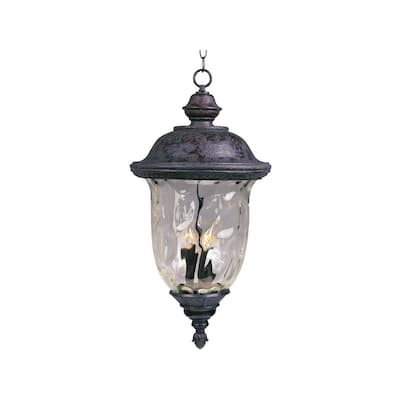 Maxim Bronze Die Cast Water Glass Shade Carriage House Dc 3-light Outdoor Hanging Lantern