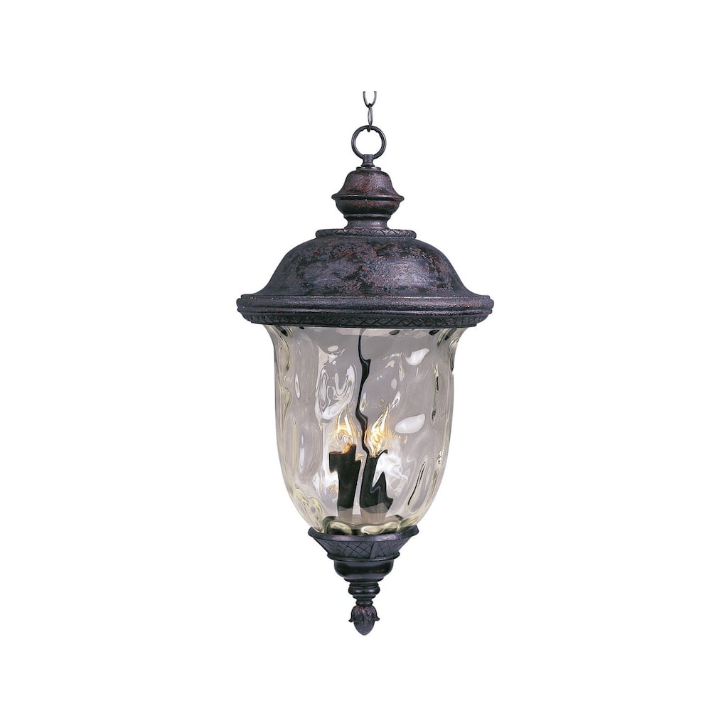 Maxim Bronze Die Cast Water Glass Shade Carriage House Dc 3-light Outdoor Hanging Lantern