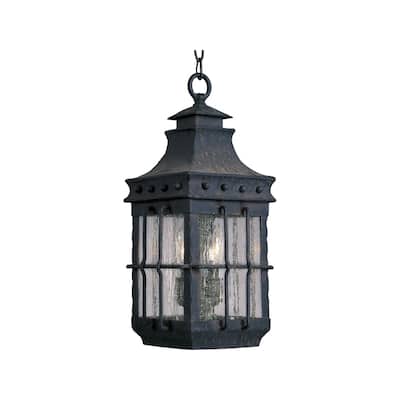 Maxim Forged Iron Seedy Shade Nantucket 3-light Outdoor Hanging Lantern