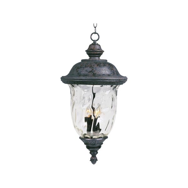 slide 1 of 1, Maxim Vivex Bronze Water Glass Shade Carriage House Vx 3-light Outdoor Hanging Lantern