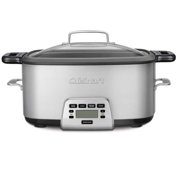 Crock pot 8-quart slow cooker with auto warm setting and cookbook black  stainless steel review 