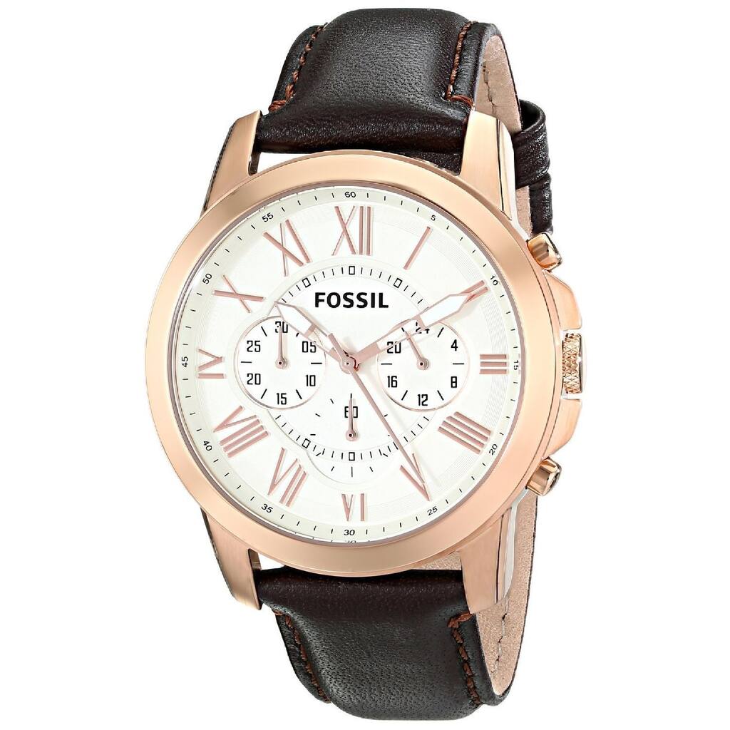 Fossil Men's fs4991 Grant Goldtone Brown Leather Chronograph Watch