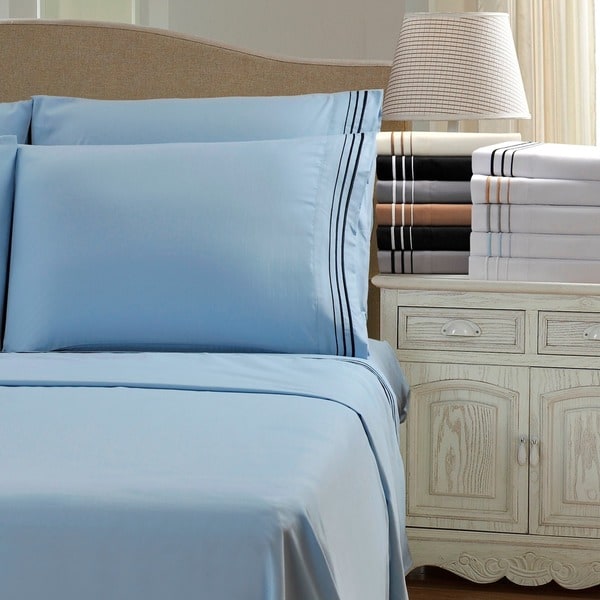 Superior Wrinkle Resistant Embroidered 6 Piece Microfiber Sheet Set