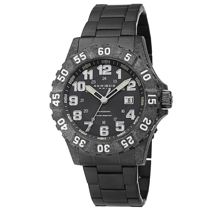 Akribos XXIV Men's Divers Quartz Stainless Steel White Bracelet Watch