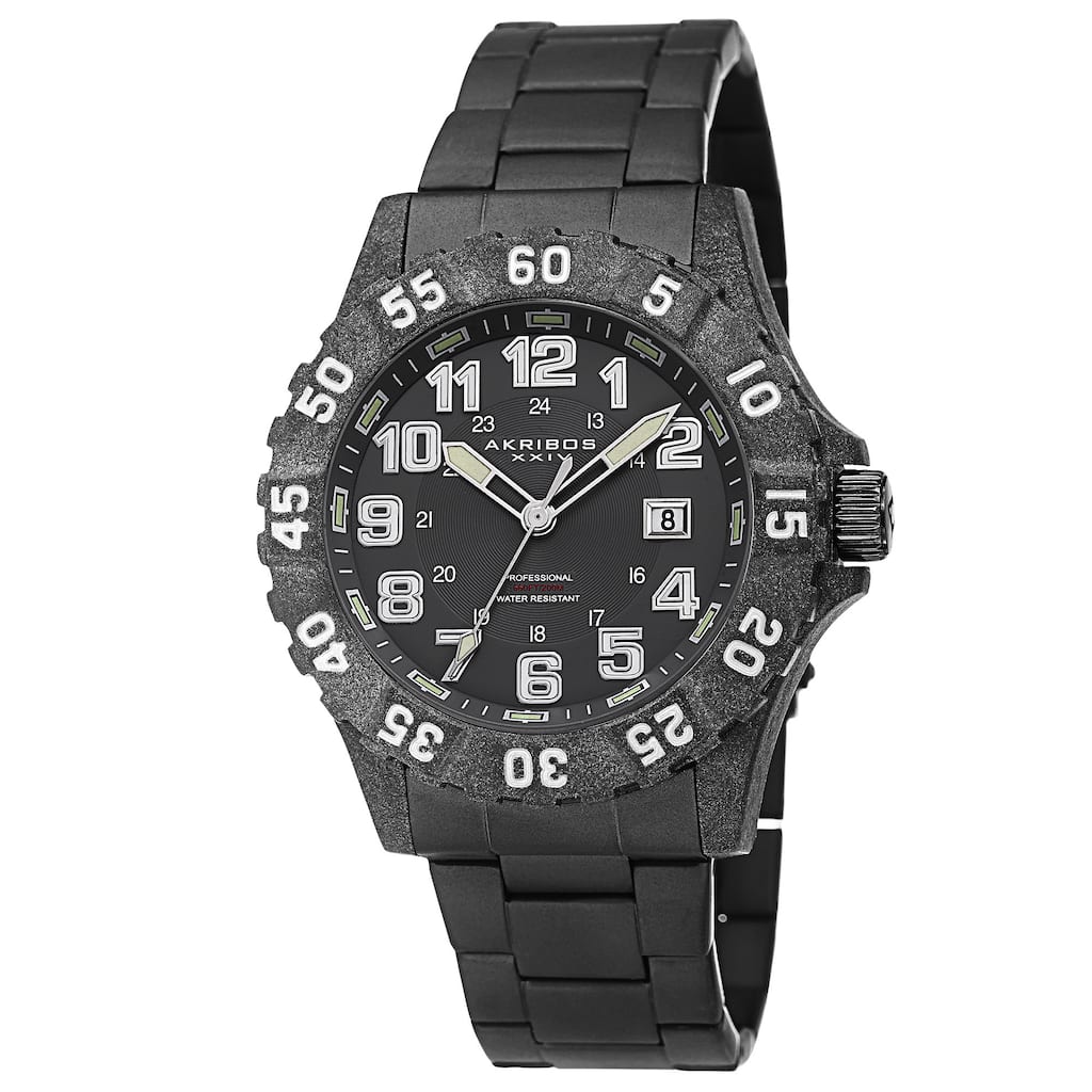 Akribos XXIV Men's Divers Quartz Stainless Steel White Bracelet Watch