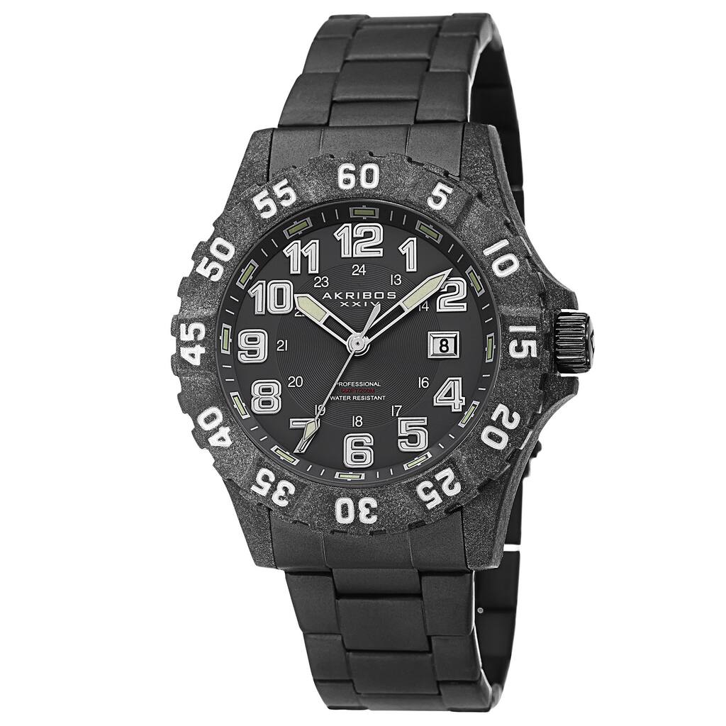 Akribos XXIV Men's Divers Quartz Stainless Steel White Bracelet Watch