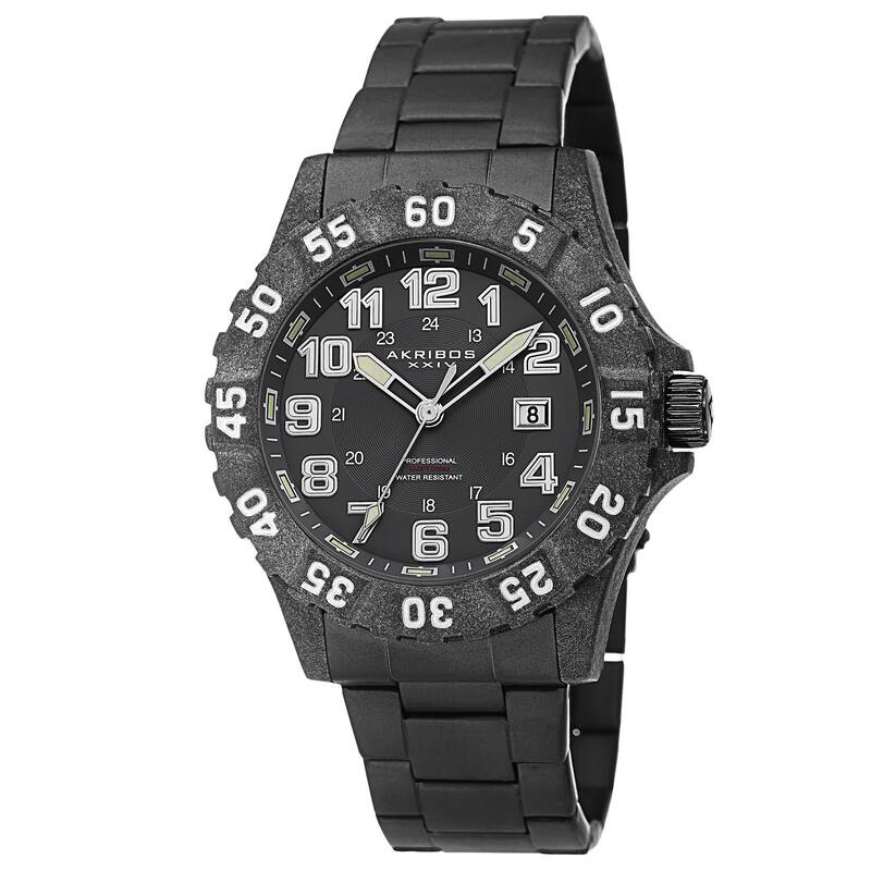 Akribos XXIV Men's Divers Quartz Stainless Steel White Bracelet Watch