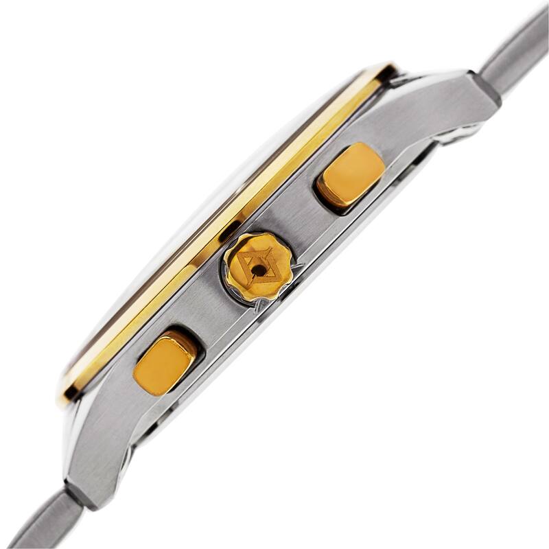 Akribos XXIV Men's Swiss Quartz Dual Time Tachymeter Stainless Steel Two-Tone Bracelet Watch