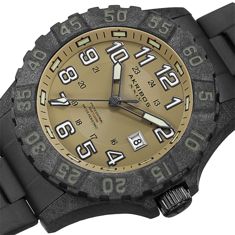 Akribos XXIV Men's Divers Quartz Stainless Steel Black Bracelet Watch