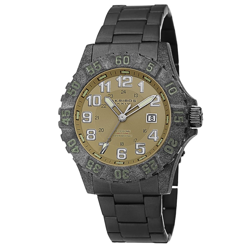 Akribos XXIV Men's Divers Quartz Stainless Steel Black Bracelet Watch