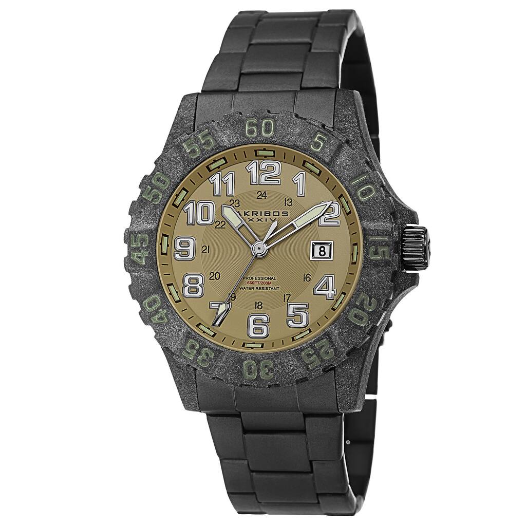 Akribos XXIV Men's Divers Quartz Stainless Steel Black Bracelet Watch