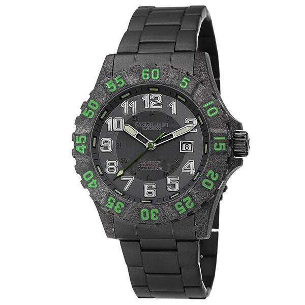 slide 1 of 6, Akribos XXIV Men's Divers Quartz Stainless Steel Green Bracelet Watch