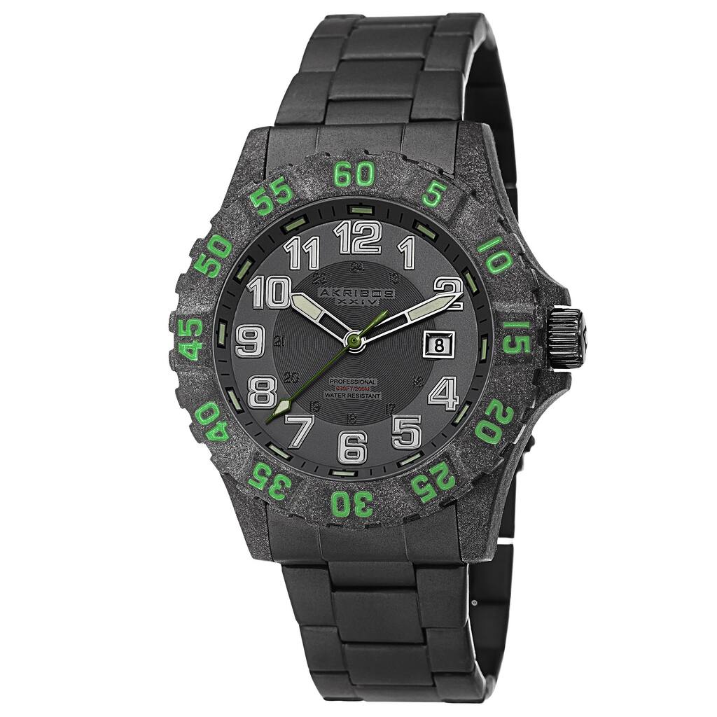 Akribos XXIV Men's Divers Quartz Stainless Steel Green Bracelet Watch