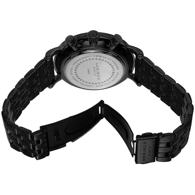 Akribos XXIV Men's Quartz Chronograph Stainless Steel Black Bracelet Watch