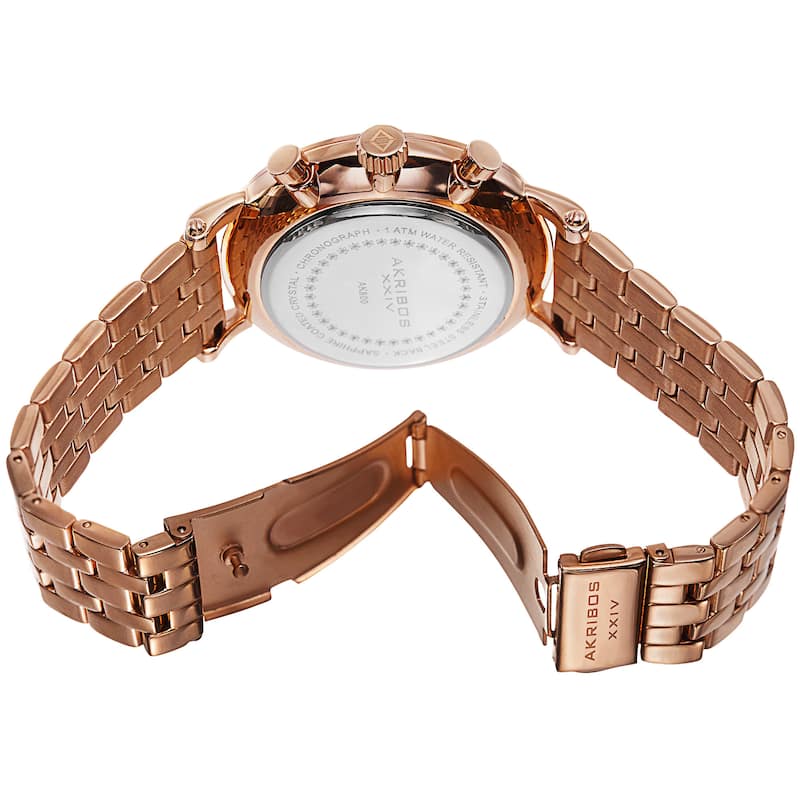 Akribos XXIV Men's Quartz Chronograph Stainless Steel Rose-Tone Bracelet Watch